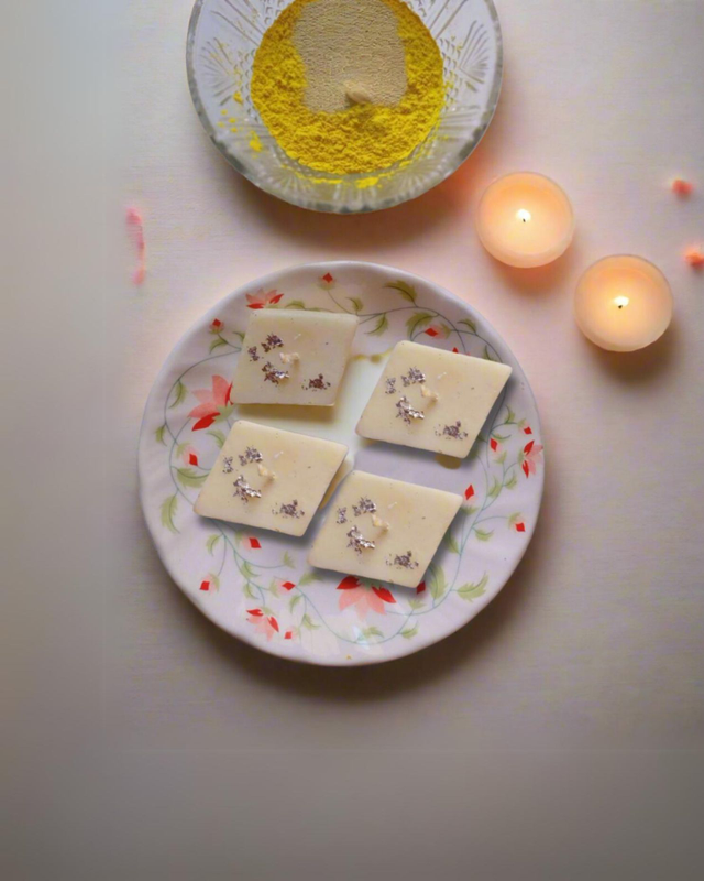 Sobek Naturals Kaju katli mithai soy wax vegan gift candle set of 4